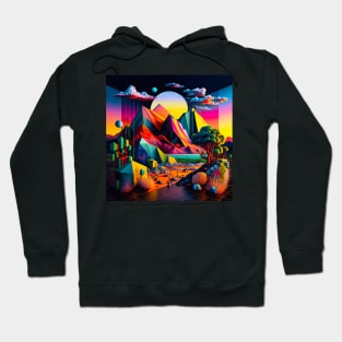 Sunsetting 3 (Synthwave Geometric Landscape) Hoodie